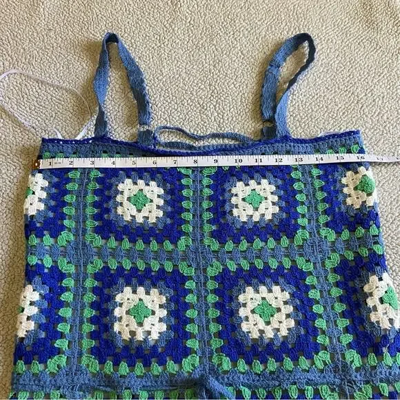 NWOT Lulus Trendsetting Charm Blue Crochet Lace-Up Sleeveless Mini Dress - Picture 8 of 9